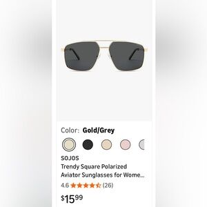 Sojos Gold and Black Aviator Sunglasses for Women